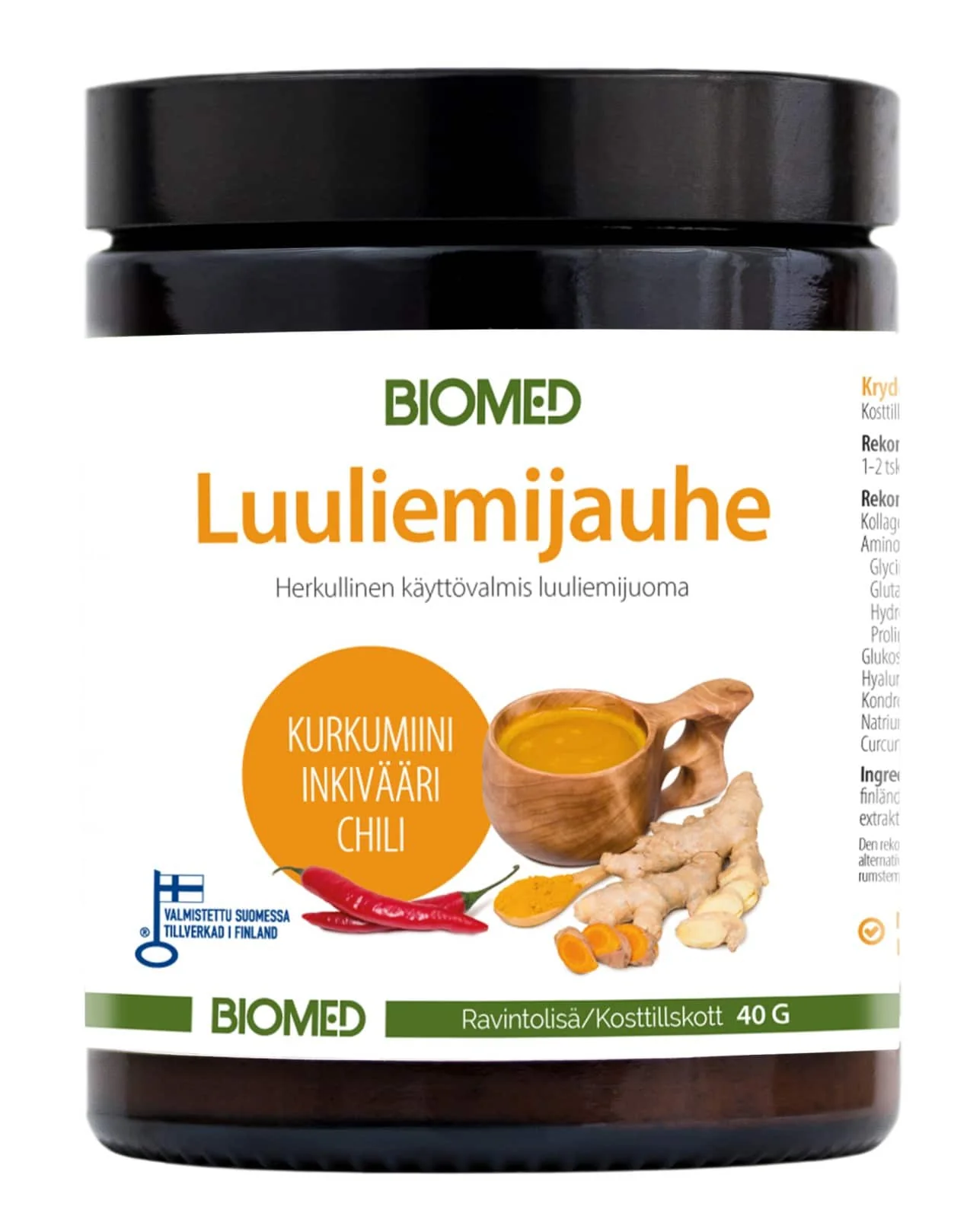 Biomed Luuliemijauhe Kurkumiini + Inkivääri + Chili 40 g