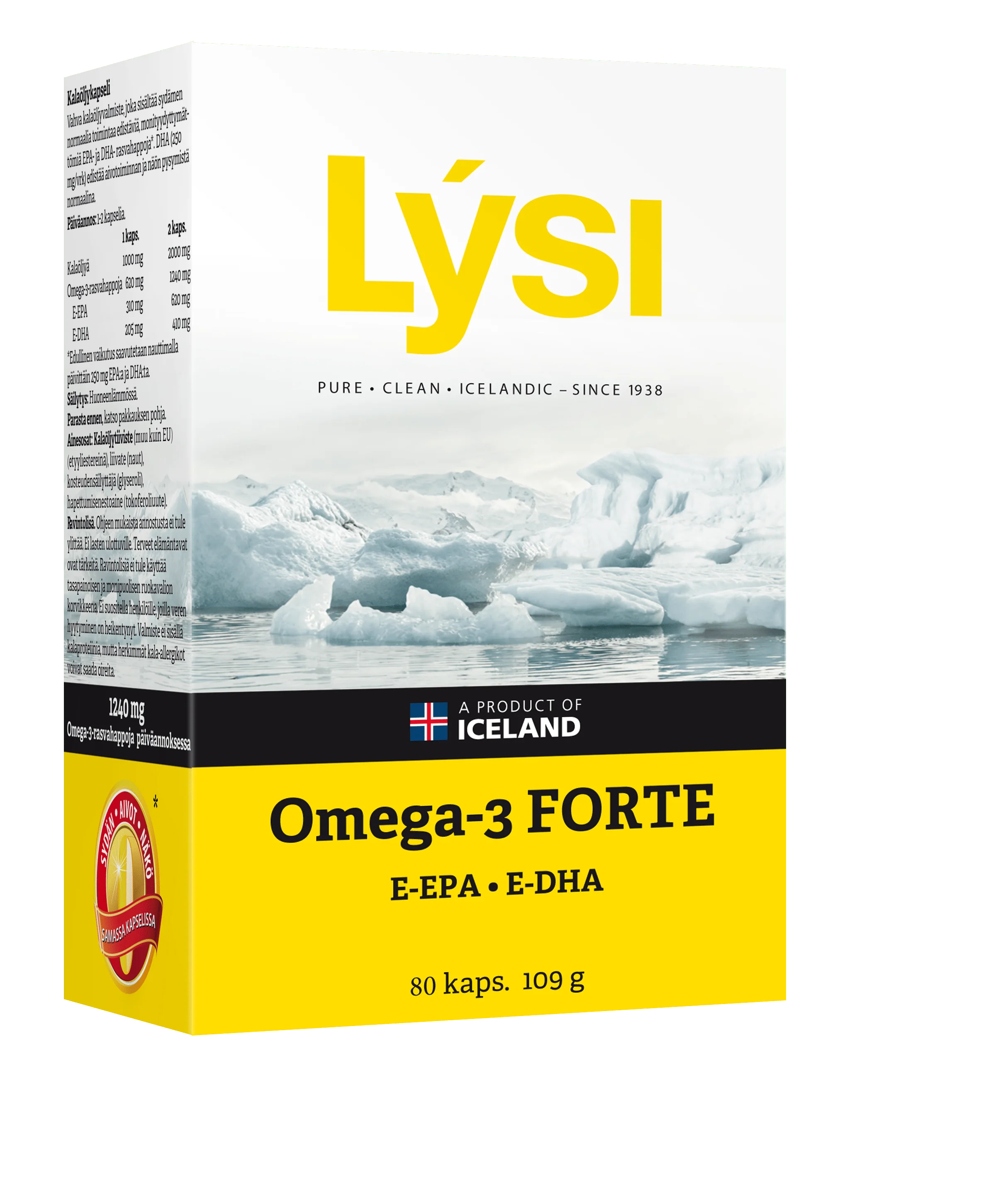 Lysi Omega-3 FORTE Kalaöljykapseli 80 kaps.